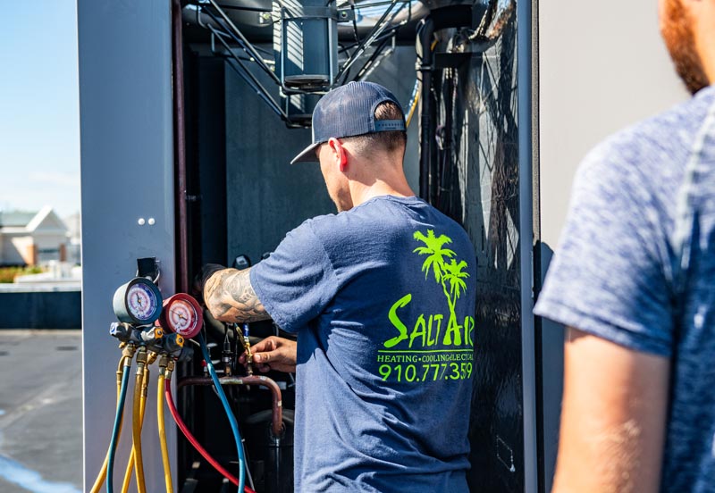 Commercial HVAC services in progress